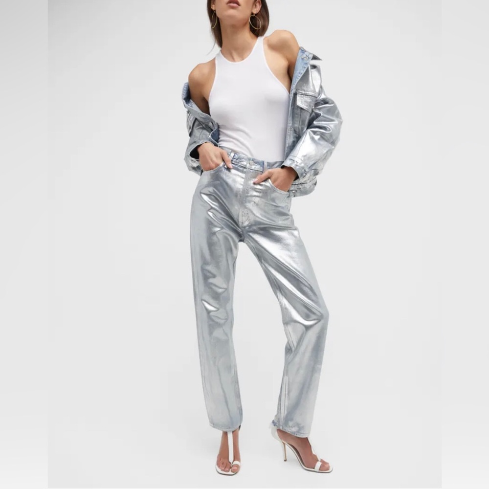 AGOLDE 90s pinch waist metallic jeans